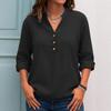 JPNTKY Women's Fashion Casual Solid Color Print Long Sleeve V Neck Blouses & Shirts