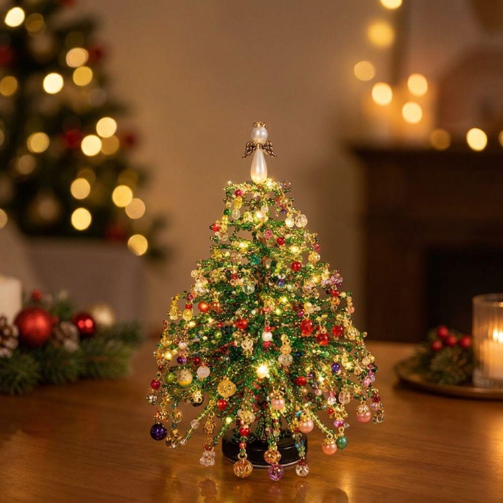 Handmade DIY Beaded Christmas Tree Kit with Light Up Colorful Halloween Tree Making Kit Educational Crystal Bead