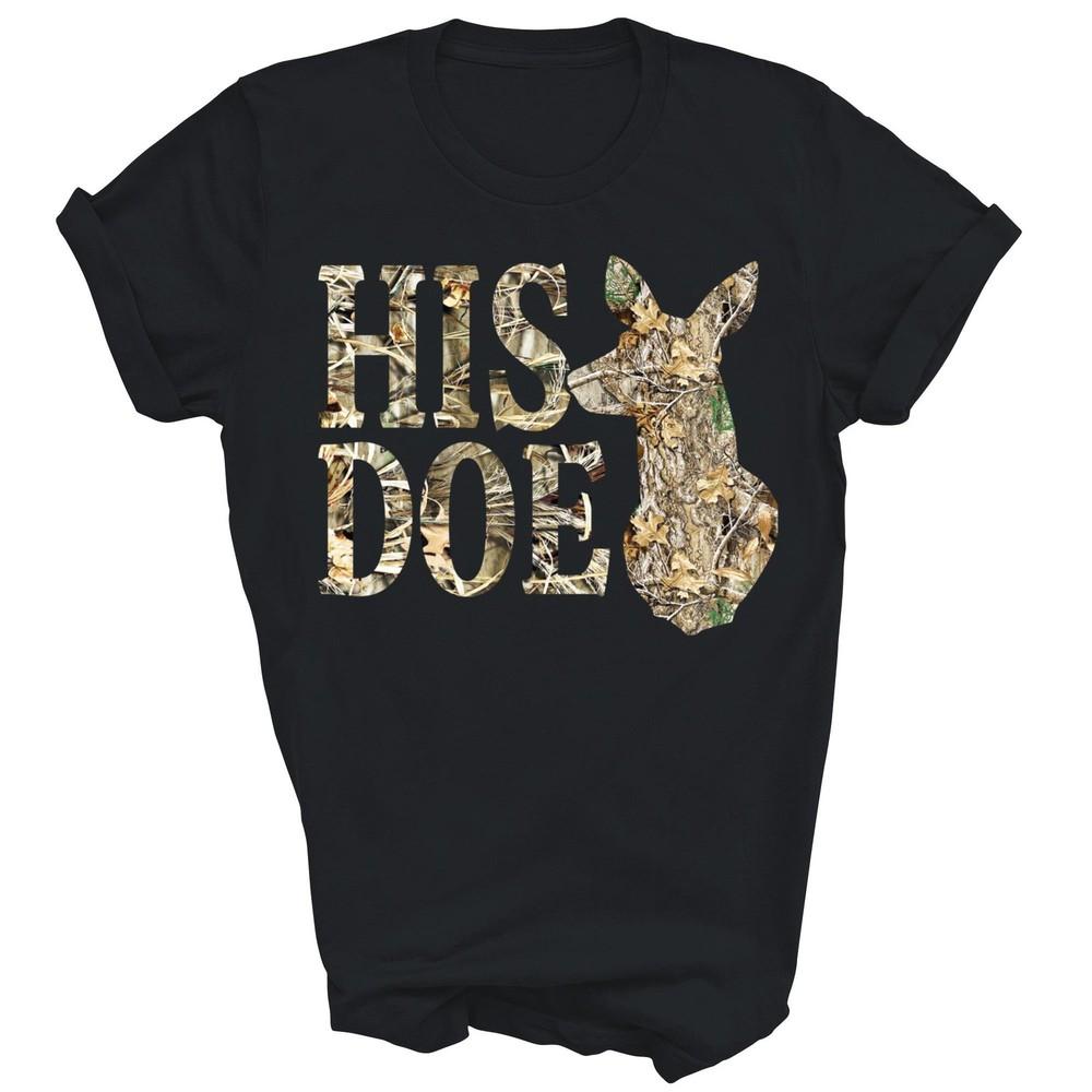 

His Doe Camo Deer Hunting Matching Couple Unisex Shirt Gift 2XL