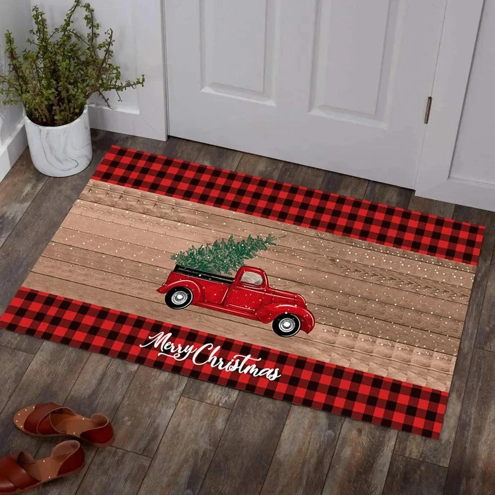 Weihnachtsteppich Bereichsteppiche Rutschfeste Eingangsfußmatte für Wohnzimmer Schlafzimmer Dekor Weiche Badezimmer Küchenbodenmatte Vorleger