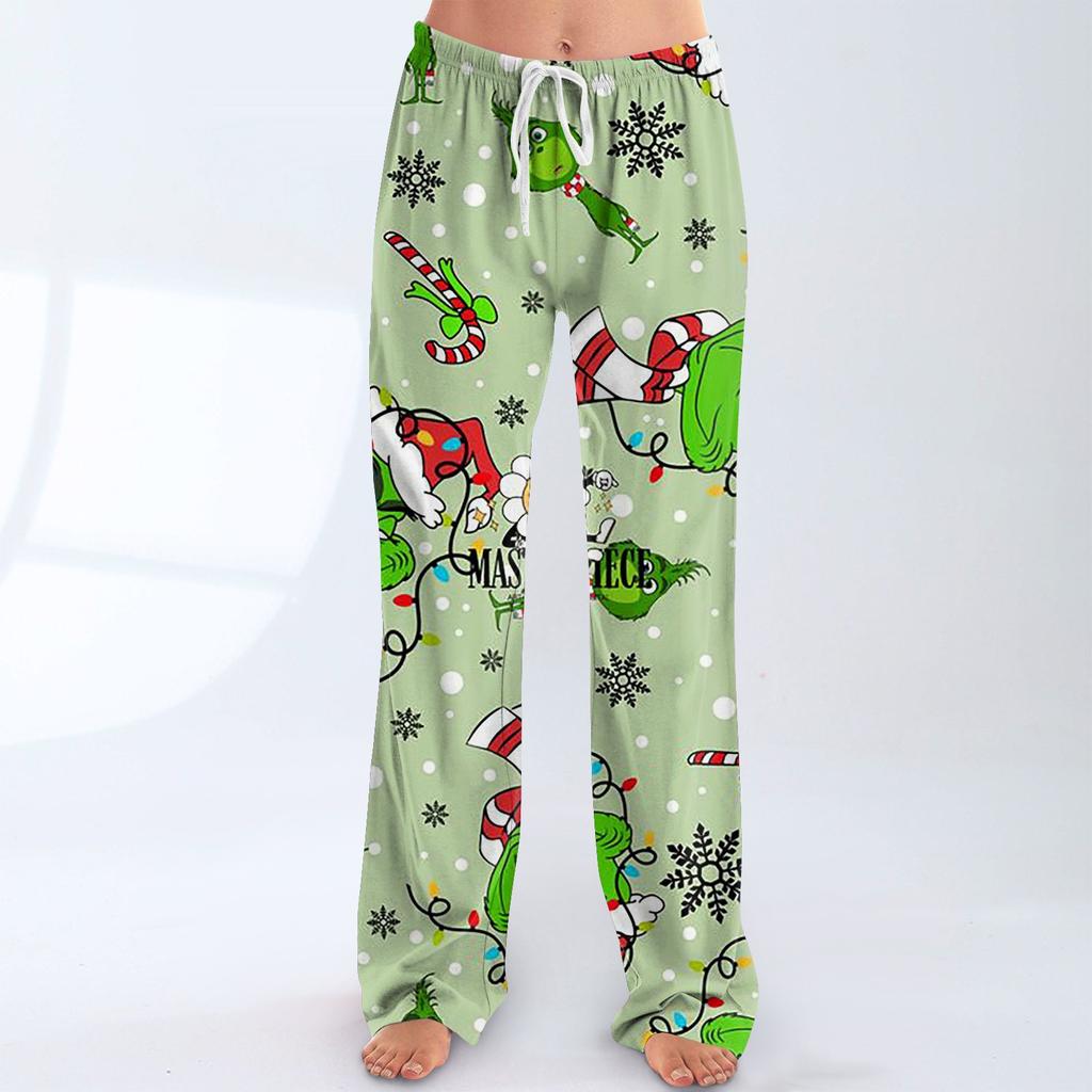 Damen Pyjamahose Nachtwäsche Lässige Hose mit Kordelzug und elastischer Taille Bequeme gerade lockere Yogahose