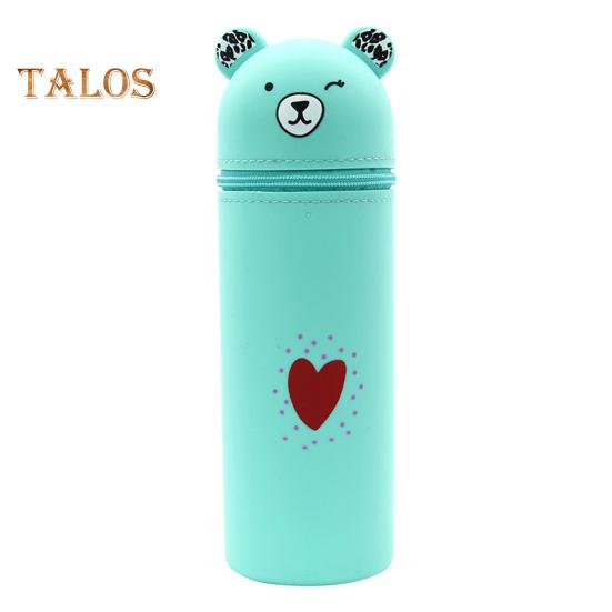 

Чехол для ручки Stand Up в форме медведя, силиконовый ящик для хранения, дизайн в стиле животных, застежка-молния, гаджеты, органайзер для косметики зелёный