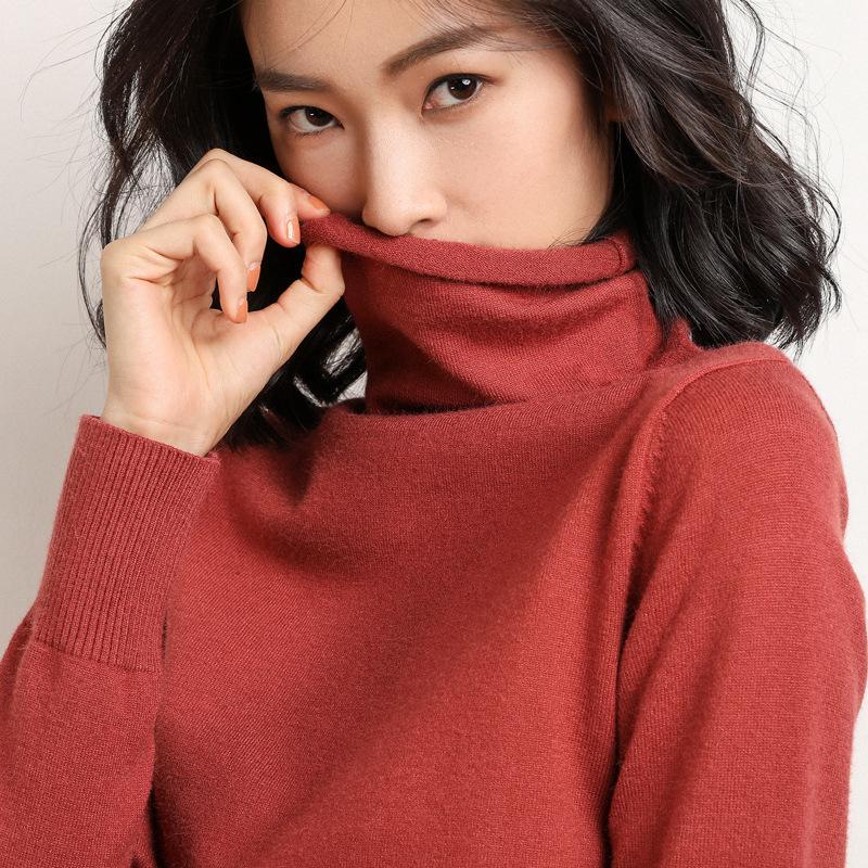 Women's 2023 Spring/Autumn Plus Size Turtleneck Wool Pullover Sweater