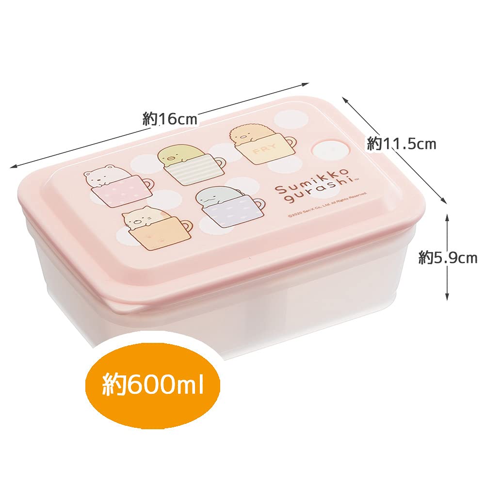 Skater Bento Box, Fluffy Capacity, 600ml, Integrated Gasket, Air Valve, Single Tier, Sumikko Gurashi (PAS6AG-A)