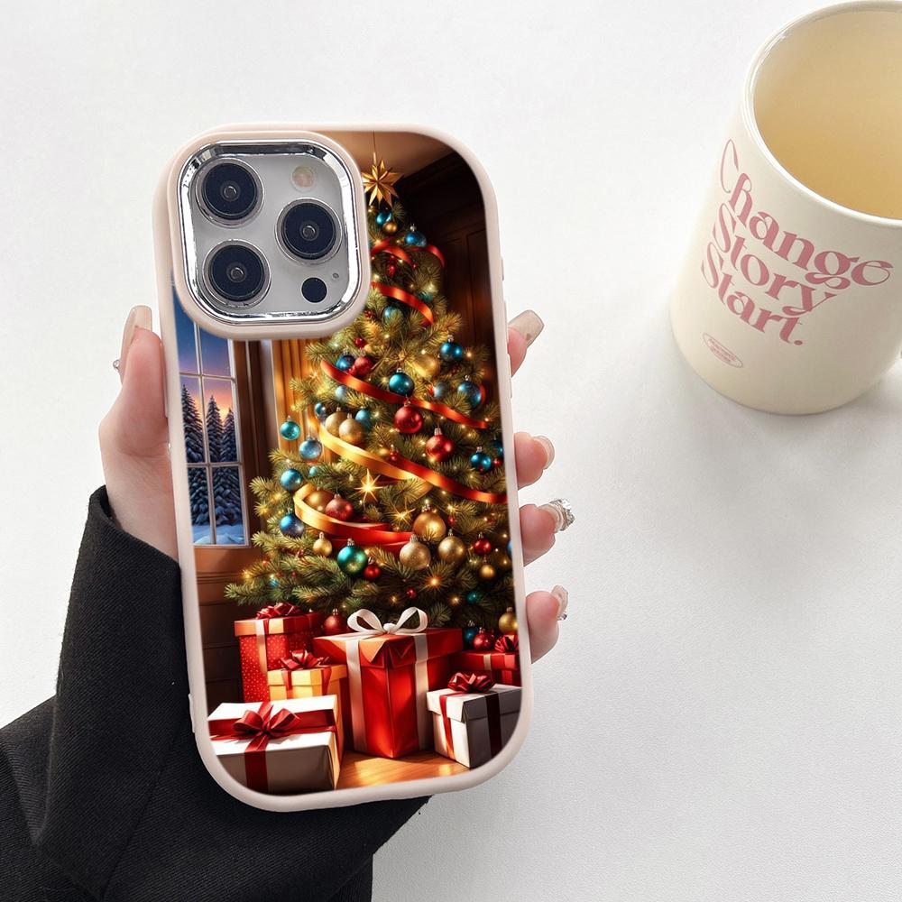 N117 Neujahr Frohe Weihnachten Kunst Weiche Handyhüllen für Samsung S24 S23 A15 A12 A35 A54 Infinix Hot 40i Tecno Galvanisierter Rahmen Kameraschutz Rückseite