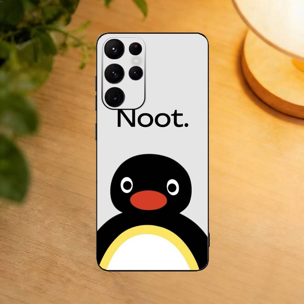 Cartoon Kaiserpinguin Pingu Handyhülle für Samsung S25,24,21,22,23,30,Ultra,20,Plus,Fe,Lite,Note Weiche Schwarze Hülle