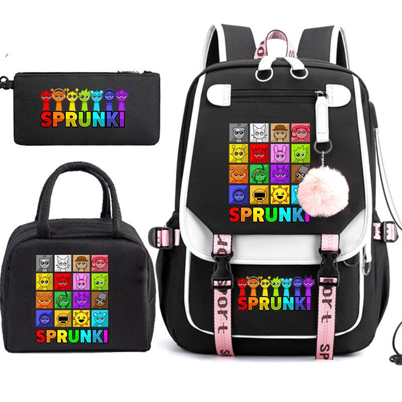 Large Capacity Schoolbag with Shoulder Strap; Student Three-piece Pencil Case Set