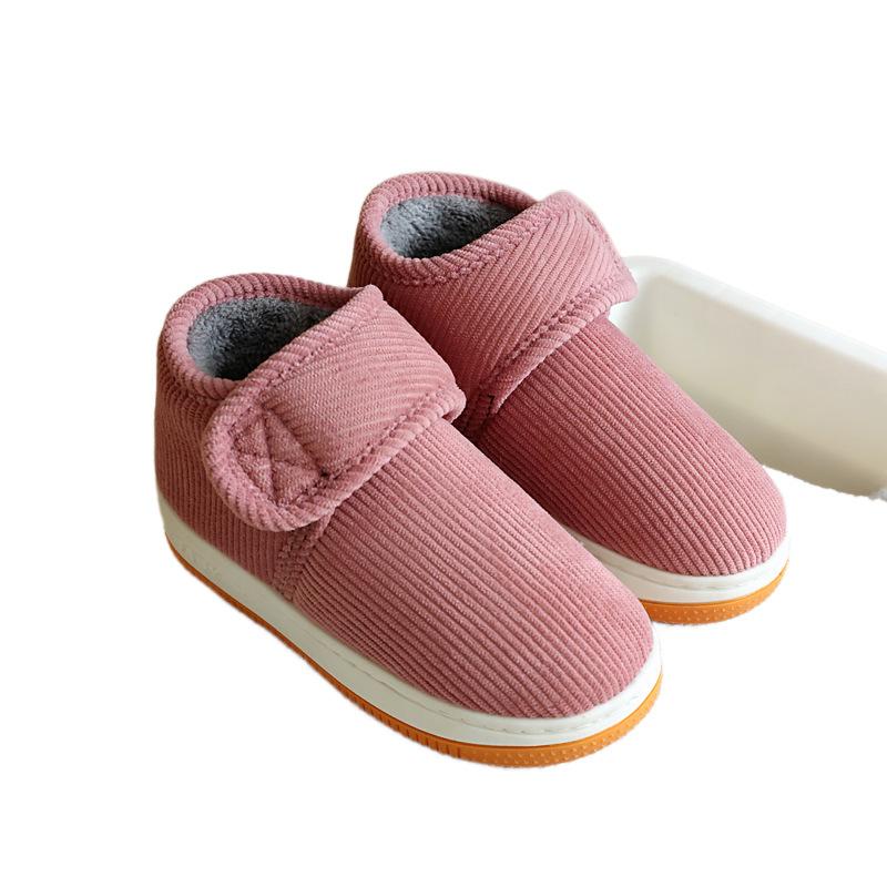 Winter children's cotton slippers bag heel thick-soled non-slip Velcro cotton shoes middle children older children student shoes indoor and outdoor co