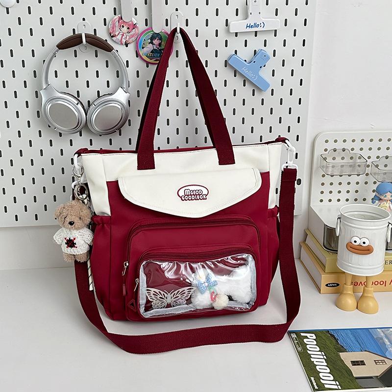 Small fresh, sweet, high-value contrasting color make-up bag, light messenger bag for girls' casual class