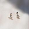 Women's Daily Heart Key Silver Mini Cubic Piercing