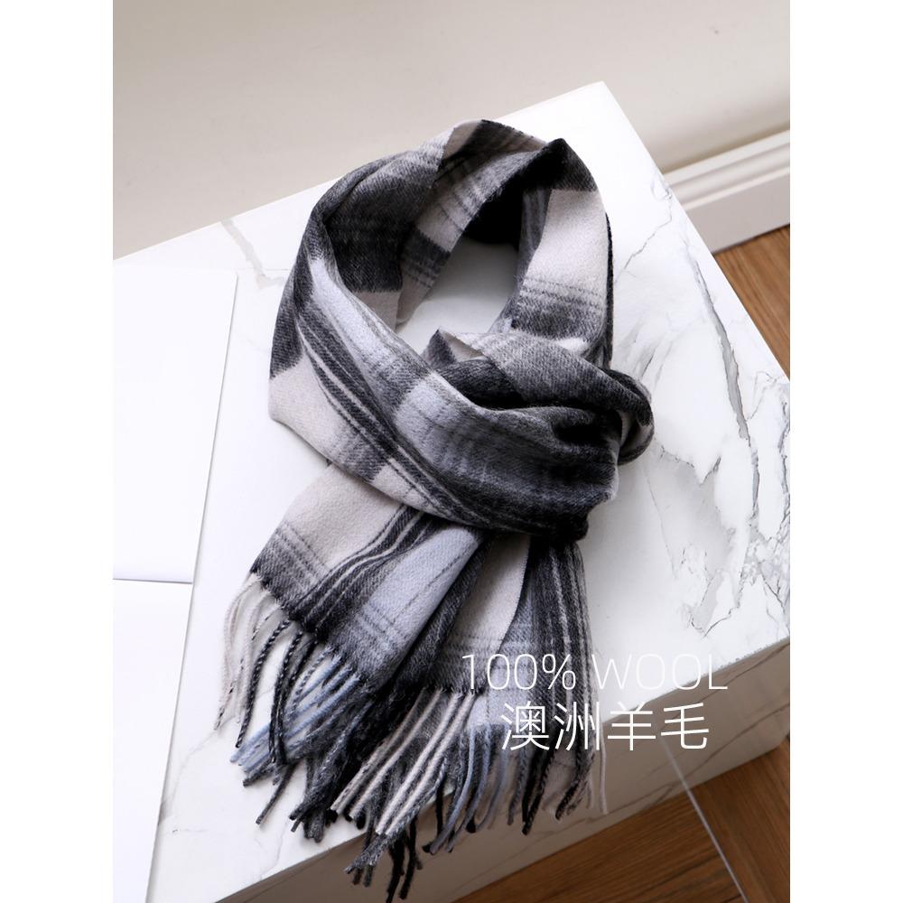 Лучшие товары в Великобритании 100% шерстяной клетчатый шарф женский зимний студенческий — фото 19