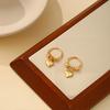 Retro Light Luxury High-End Stud Earrings Temperament Love Transfer Beads Circle Earrings Women'S Niche Design Earrings