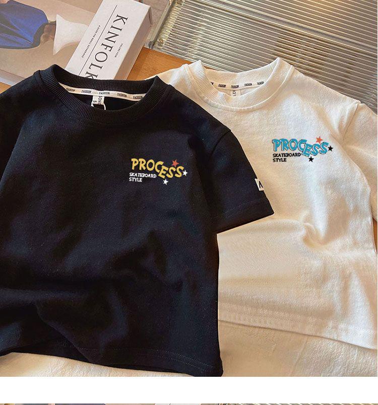 2024 Sommer Jungen Reines Baumwoll Kurzarm T-Shirt - Dünner Stil Oberteile für Kinder