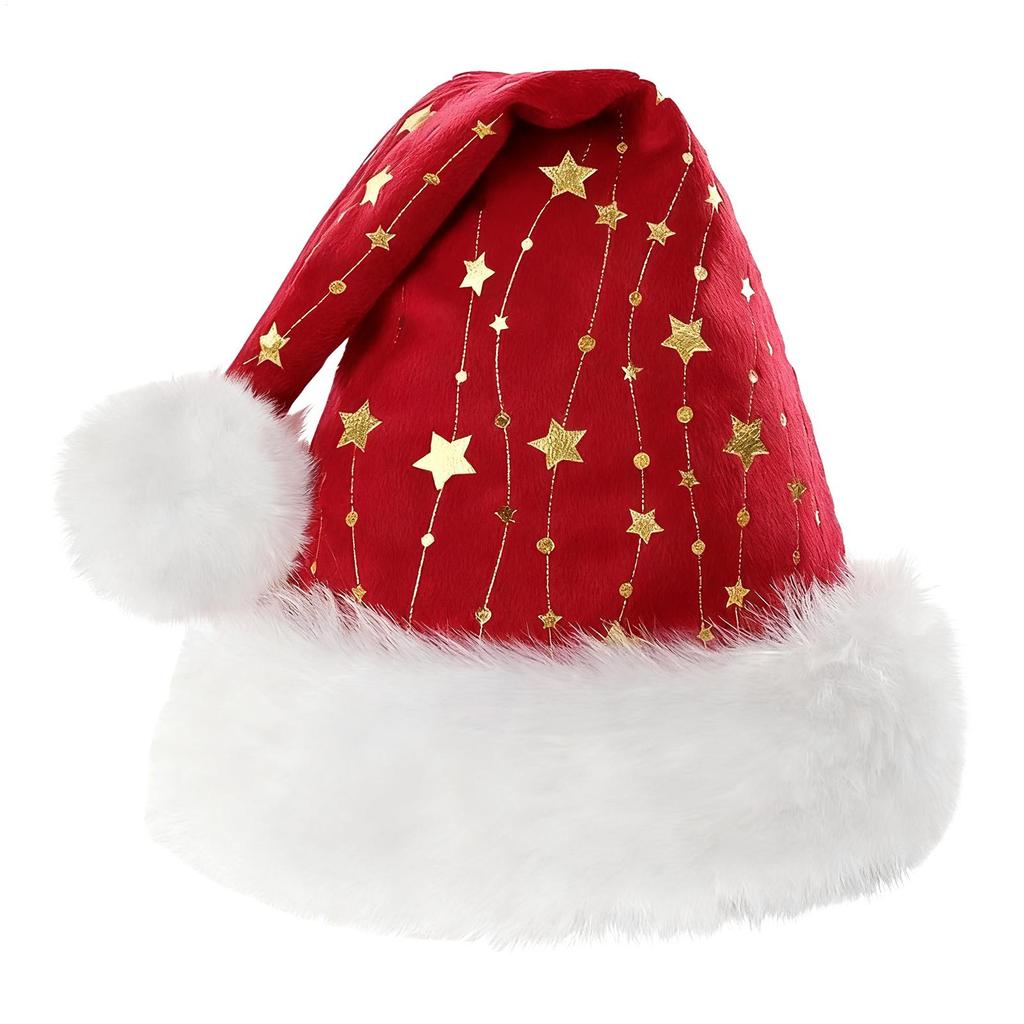Christmas Decorative Santa Claus Hat Christmas Long Plush Thickened Red Gift Hat Adult Plush Christmas Hat Xmas Gift Decor
