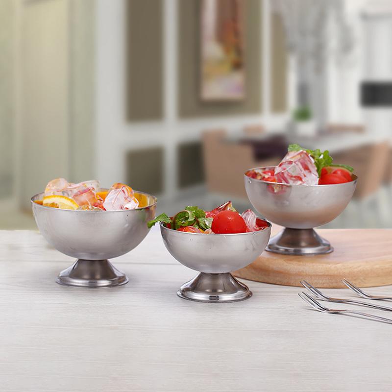 Eisbecher Salatschüssel Edelstahlschüssel Dessert Obstteller Snackschale Partyzubehör