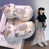 New Summer Kids Mesh Hollow Out Sports Sandals, Single Mesh Solid Color Girls Shoes
