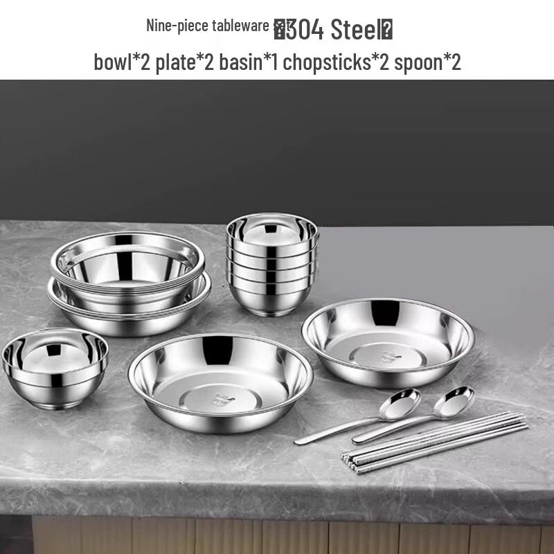 

Cartoon Style 304 Stainless Steel 9-Piece Tableware Set