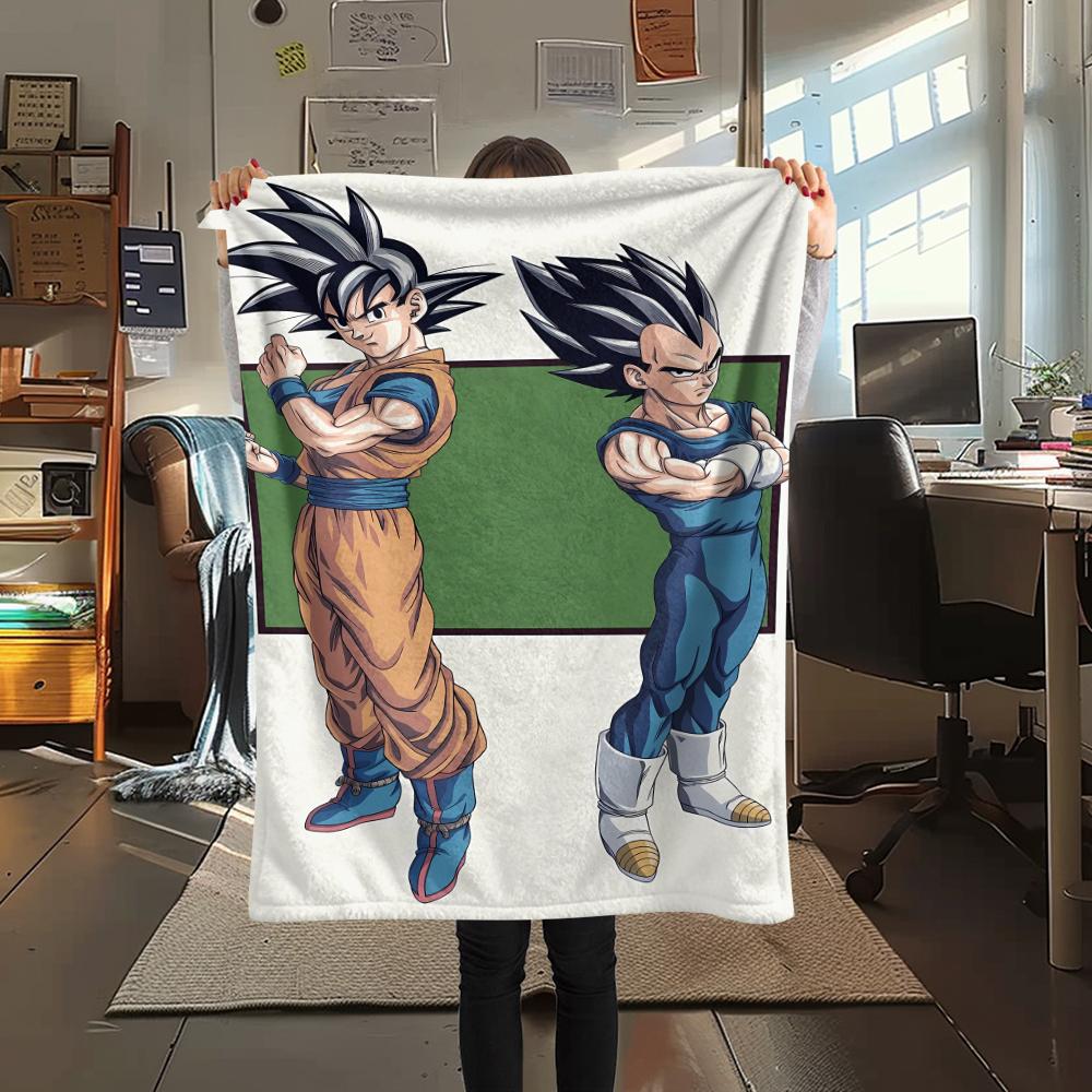 

Фланелевое одеяло с принтом персонажей Dragon Ball, Высококачественное, Удобное для всех сезонов, Декор для дома, Тепло и уют, Идеально для рождественских подарков 80cm x 120cm