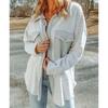 Womens Lapel Long Sleeve Casual Shirt Coat with Pockets Autumn Winter Loose Casual Plush Long Sleeve Jacket