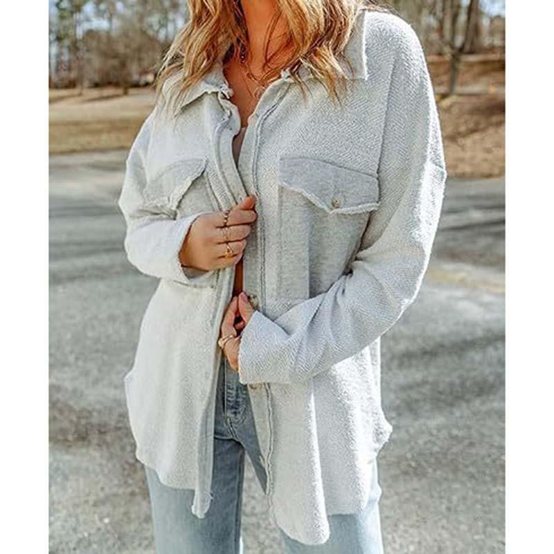 Женская повседневная рубашка с длинным рукавом и лацканами — фото 10