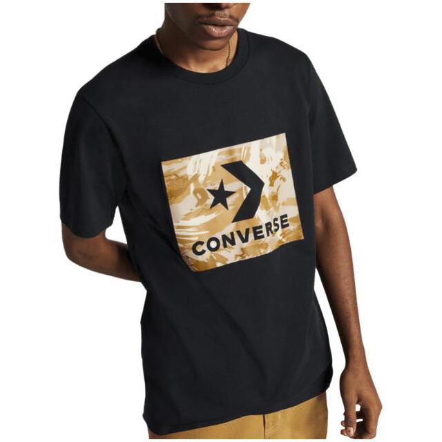 Converse T Shirts Men's Black Crew Neck Moderate Straight Fit 10026575-A01