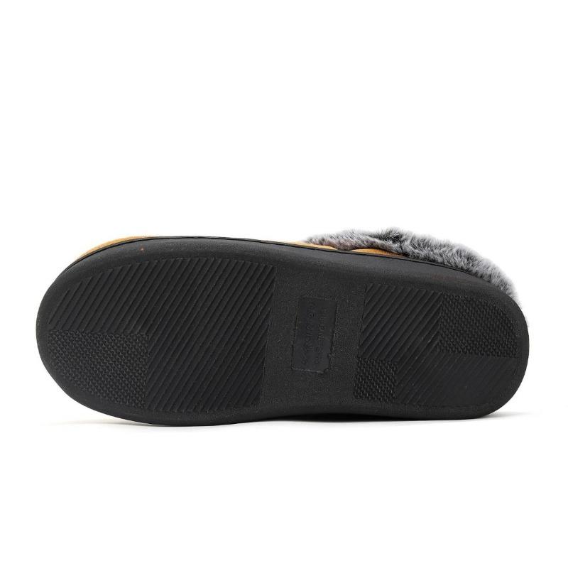 Cross-border New Wholesale Men's Faded Wool Mark Shoes To Keep Warm At Home and Wear Piled Non-slip Thickened Cotton Slippers