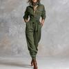 Frühlings- und Sommer-einfacher Revers-Schnür-Jumpsuit einreihig Taillendesign Pendler-Freizeitmode Damen-Jumpsuit