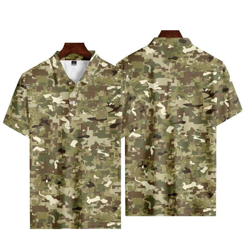 Casual Camo 3D Printed Polo Shirts For Men Clothes Veteran Streetwear Sport Running POLO Shirt Male Camouflage Lapel Button Tops