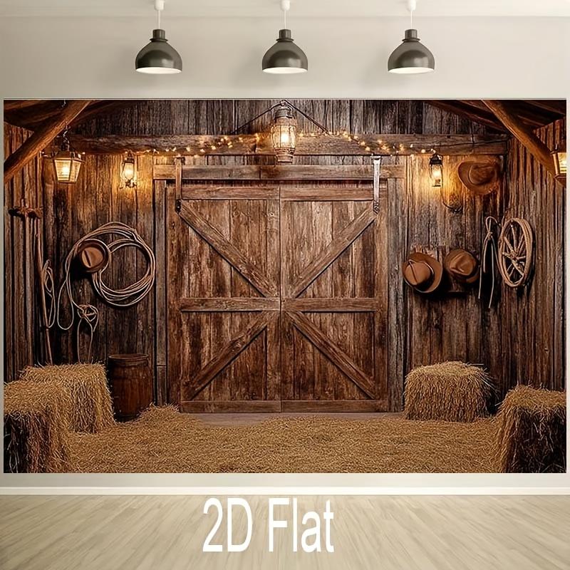 1Pcs Western Ranch Barn Wall Decoration Background Winter Backdrop Decorations For Photo Studio Photo Booth Christams Party