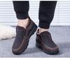 Mens Winter Beijing Style Cotton Shoes Warm Plush Lined Slip On Elderly Dad Boots Non Slip Soft Sole Thick Cozy Indoor Outdoor Loafers