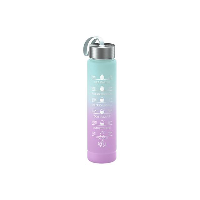Large Capacity Sports Water Bottle With Straw Portable Handle Heat-resistant Outdoor Frosted Plastic Gradient Color Space Kettle