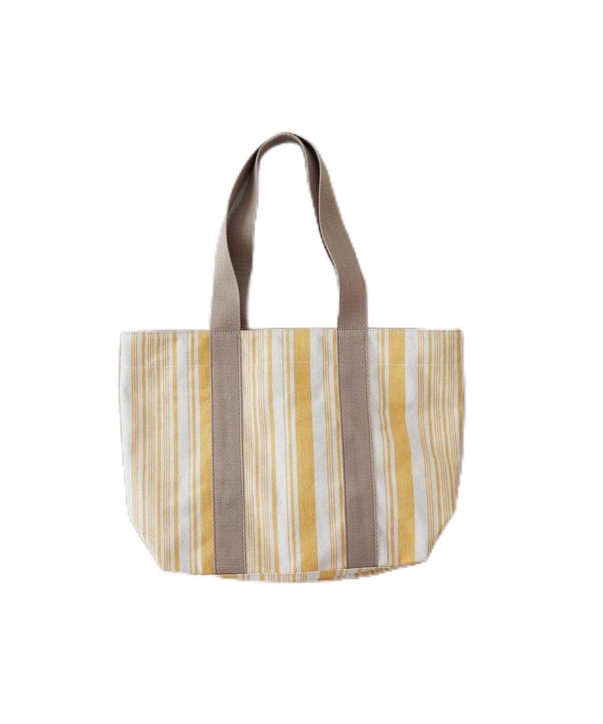 EFOLE Striped Tote Bag with Colored Tape, Women's, Yellow