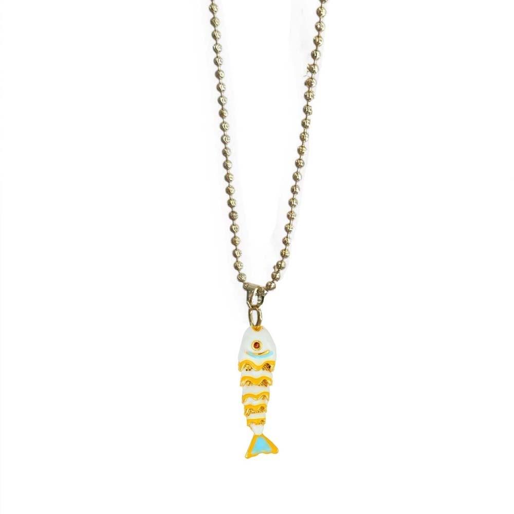 Movable Plated Enamel Fish Choker Ocean Style Enamel Koi Neck Pendant Accessories