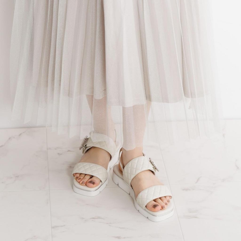 HIMIKO/Himiko/Quilted Jeweled Sandals/651216 Ivory 230