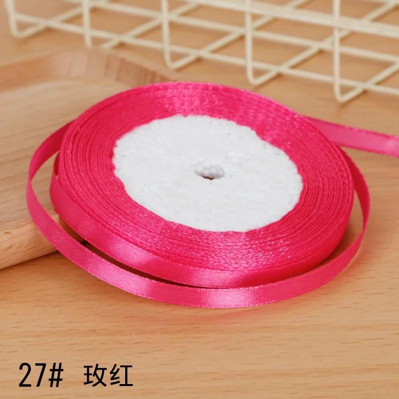 6mm Satin Ribbon DIY Artificial Silk Material Christmas Halloween Wedding Birthday Party DecorationHandmade Bows Gift Wrapping