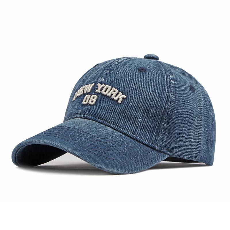 Vintage Washed Denim Baseball Cap Men Women New York Letter Embroidery Soft Top Sun Hat Peaked Cap Summer Outdoor Fashion Dad HatVintage Style