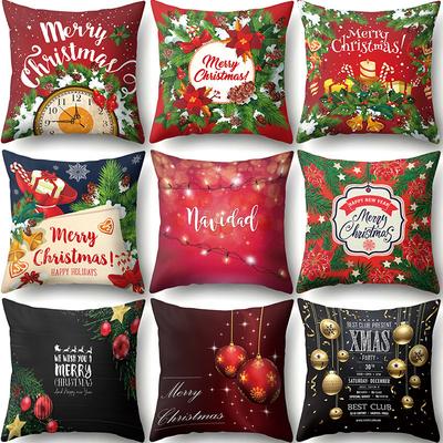 Christmas-Themed Patterns Throw Pillow Cover With Short Plush Print For Living Room Sofa Decoration Cushion Cover Pillow Covers
