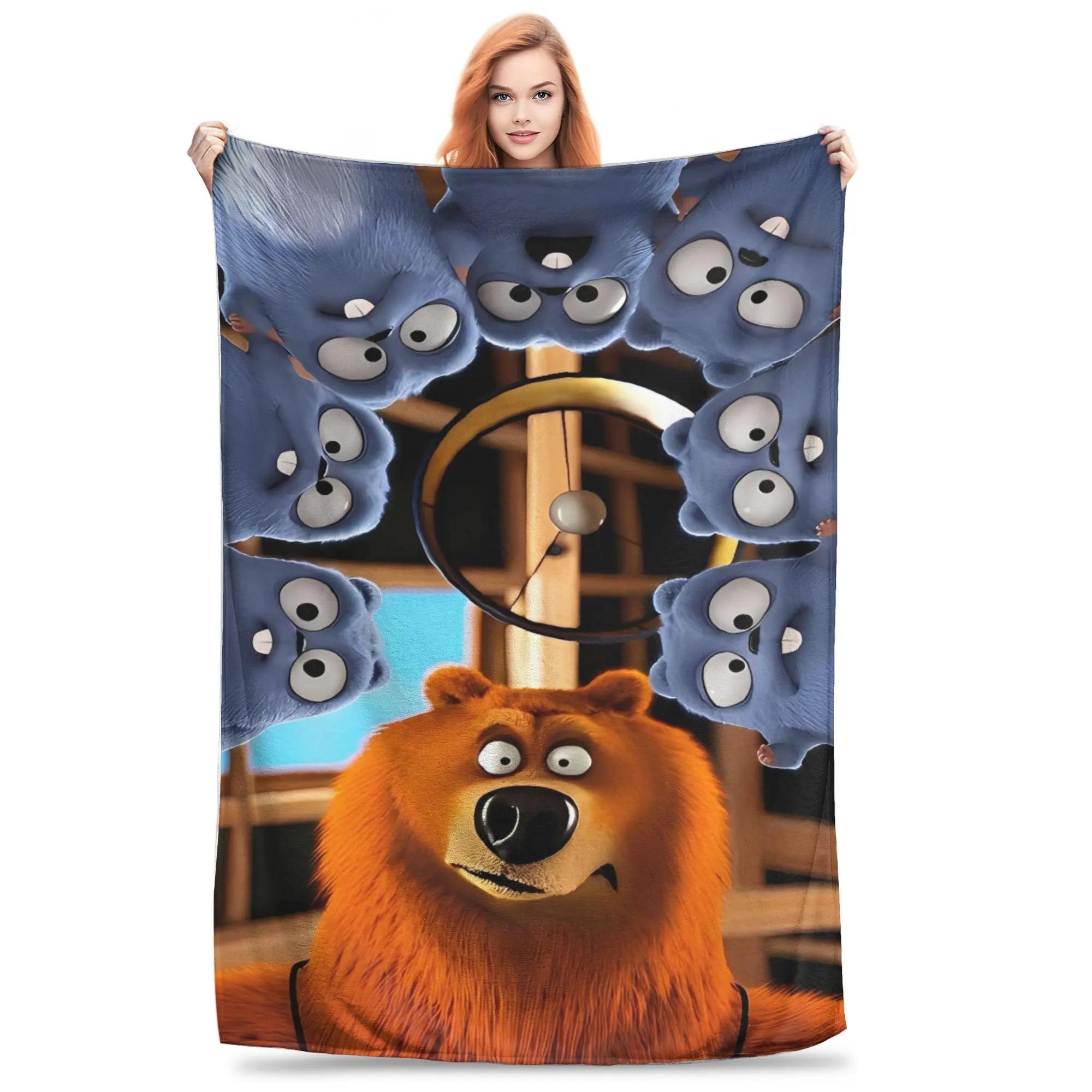 

Warm BlanketKids Adult Camping Grizzys and The Lemmings Throw Blanket Flannel Bedspread For Couch Aesthetic Sofa Bed Cover 70x100cm білий