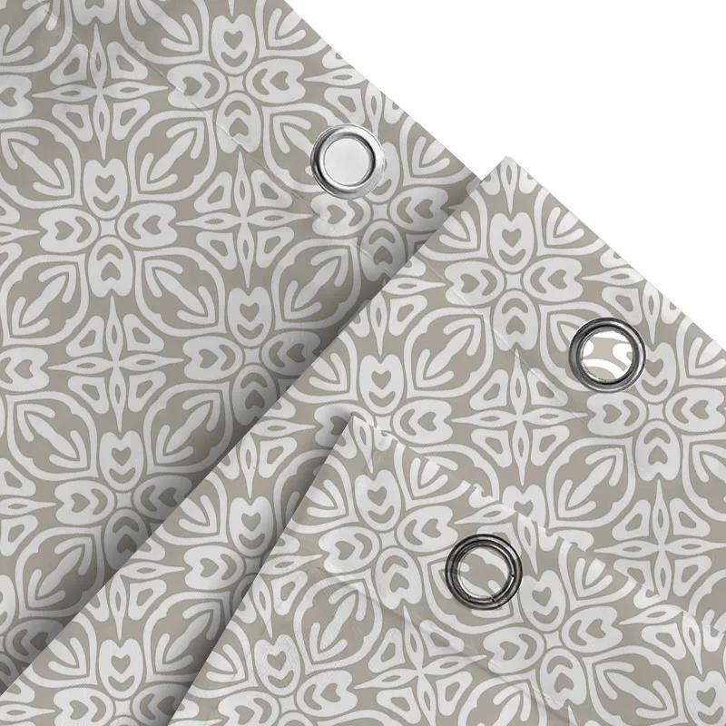 Fashionable Floral Shower Curtain With Modern Patterns For Bathroom Decor White Beige Colors Available!