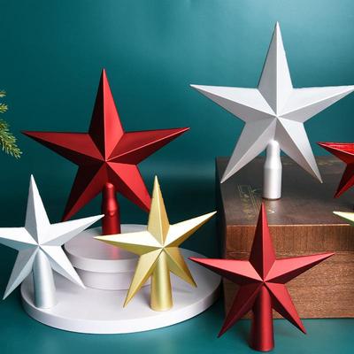 Galvanisierte Fünfzackstern-Christbaumspitze - Goldene, Silberne, Rote Ornamente