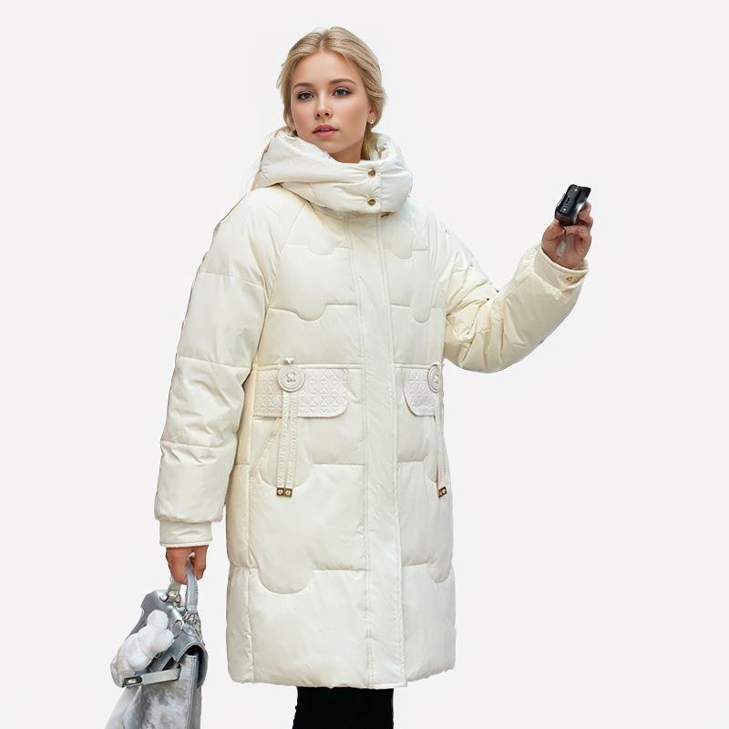 Fashion Medium and Long Down Cotton Clothes Women's Winter Thickened Cotton Clothes Thermal Hooded Winter Coat