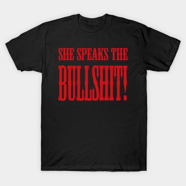 

Men Black Print T-shirt She Speaks The Bullsh*T No-Cut Transfer Paper Print Cotton Tshirt M чорний