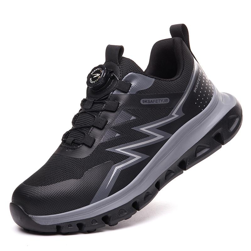 Anti Smash Steel Toe Sneakers Man Industrial Ultra-light Safety Shoes Rotating Button Man Women Comfortable Wide Toe Work Shoes