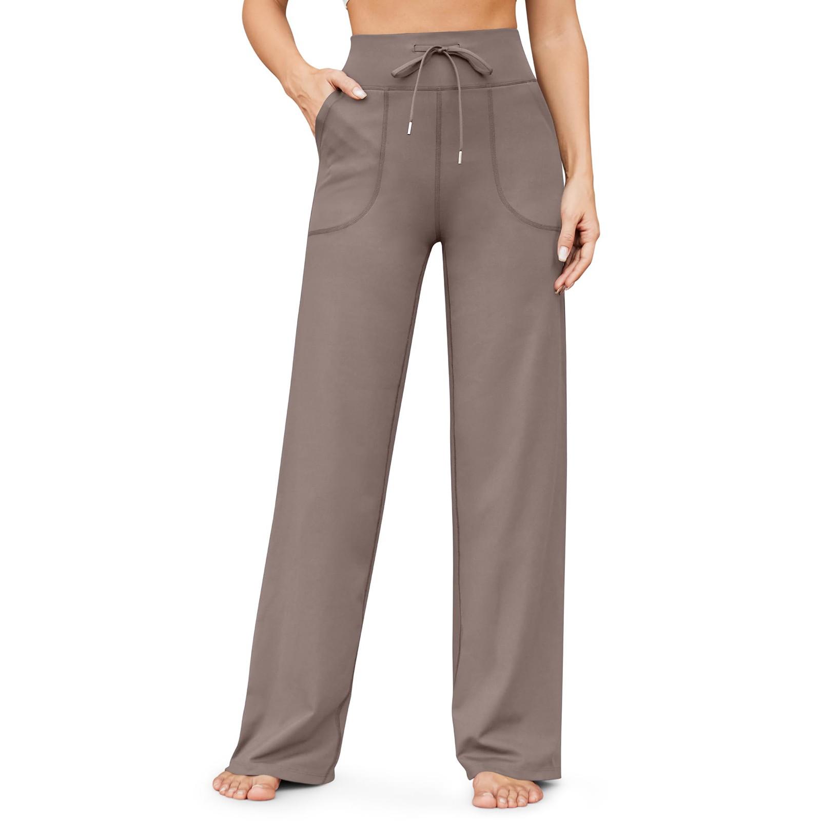 

Широкие брюки для женщин, брюки для йоги, спортивные штаны с высокой талией и карманами, эластичные брюки, удобные спортивные спортивные штаны для тренировок