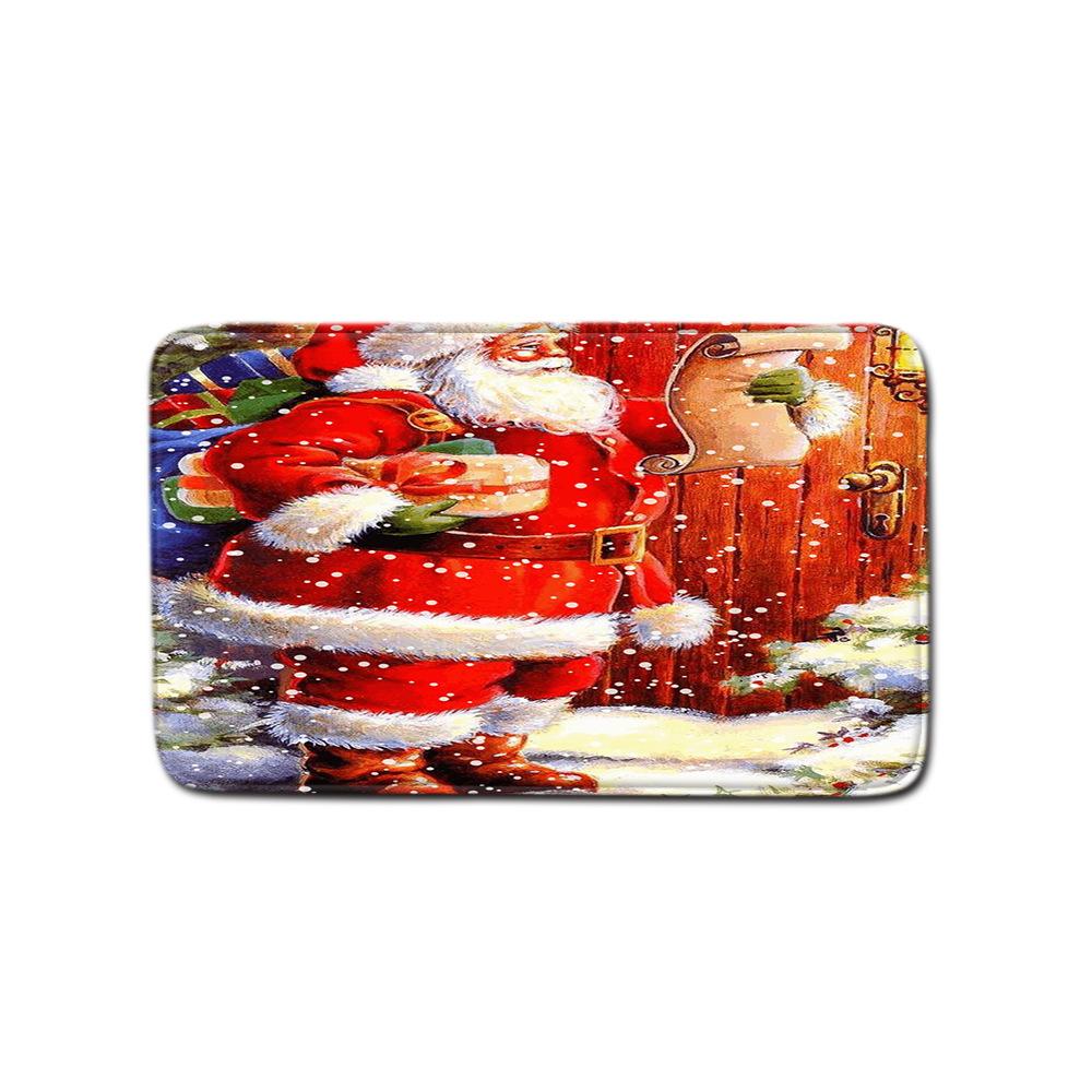 Christmas Shower Curtain Floor Mat Combination Four-Piece Set Bathroom Toilet Carpet Shower Room Mat Foot Mat