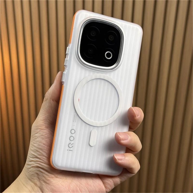 Case For Vivo IQOO 13 12 iqoo12 5G Magnetic For MagSafe Matte Transparent Luggage Stripe Slim Phone Back Cover Shockproof Bumper
