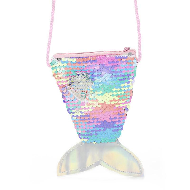 Children's Mermaid Sequin Lanyard Coin Purse - Girls' Crossbody Wallet