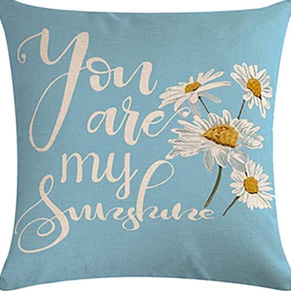 Small Daisy Flower Pillowcase New Striped Linen Home Fabric Sofa Pillowcase Light Luxury