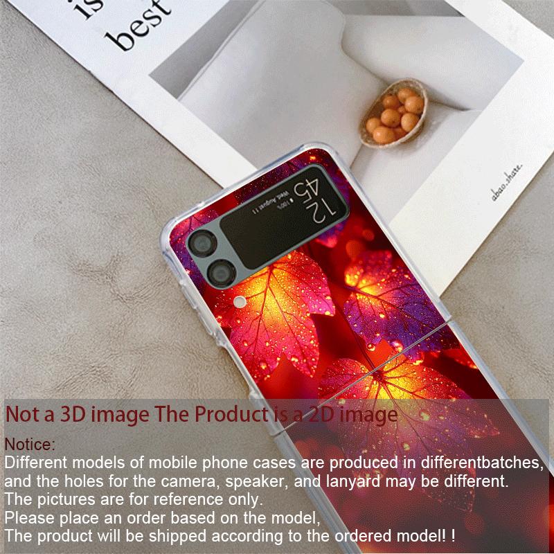 Capa de Celular com Padrão Estético de Folhas de Bordo de Outono para Samsung Galaxy Z Flip 7 Flip 6 4 3 5G Capa Dobrável para Z Flip7 Flip5 Concha