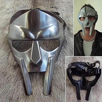 Maschera MF Doom Gladiatore Mad-villain Acciaio 18G Ottone Armatura per il Viso Elmo Medievale